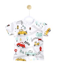 Camiseta Infantil Estampa Carros Color - Tam. 2 a 10 anos
