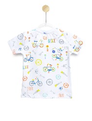 CAMISETA INFANTIL ESTAMPA BICICLETA COLOR - TAM. 2 A 10 ANOS