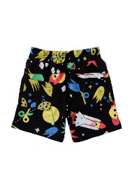 Bermuda Infantil Moletom Espaço Color Preto – Tam 2 a 10