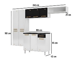 Cozinha de Aço Compacta 4 Peças 10 Portas 1 Gaveta Diamante Smart Telasul - Grafite