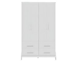 Guarda Roupa Retrô Guti Moveis Peroba 04 portas MDF - Branco Brilho