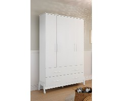 Guarda Roupa Retrô Guti Moveis Peroba 04 portas MDF - Branco Brilho