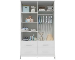 Guarda Roupa Retrô Guti Moveis Peroba 04 portas MDF - Branco Brilho