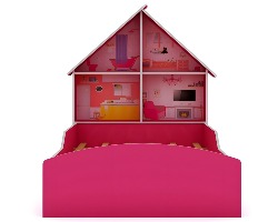 Cama Infantil Feminina Solteiro para Colchão de 88cm Gelius Casinha Pink Pink