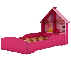 Cama Infantil Feminina Solteiro para Colchão de 88cm Gelius Casinha Pink Pink