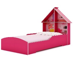 Cama Infantil Feminina Solteiro para Colchão de 88cm Gelius Casinha Pink Pink