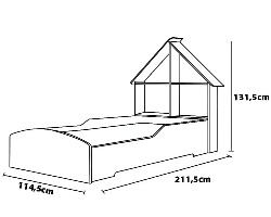 Cama Infantil Feminina Solteiro para Colchão de 88cm Gelius Casinha Pink Pink