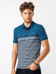 POLO COMFORT LISTRADA AZUL