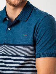 POLO COMFORT LISTRADA AZUL