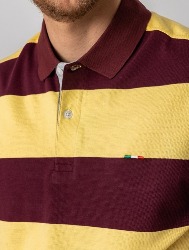 POLO COMFORT LISTRADA VINHO E AMARELO