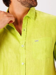 CAMISA MC PURO LINHO  VERDE LIMÃO